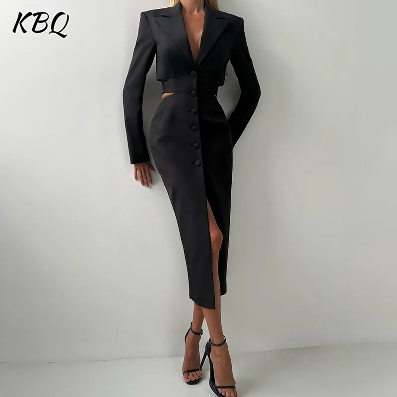 

KBQ Spliced Single Breasted Hollow Out Coats For Women V Neck Long Sleeve High Waist Sexy Casual Jacket Female Fashion Clothing