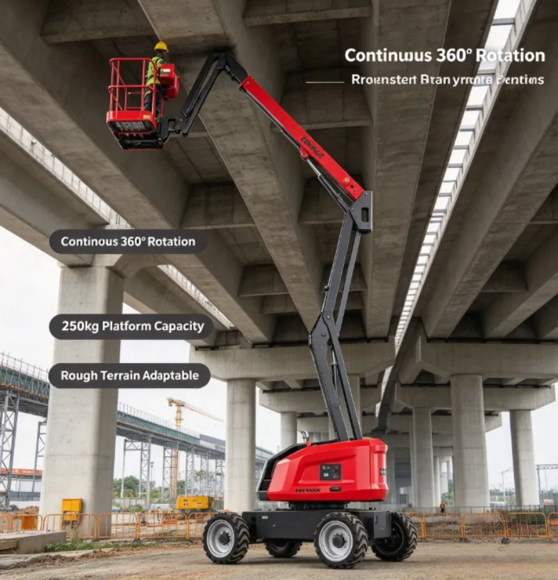 Boom Lift 19.38m Max Height Dual Power Man Lift 250kg & 360kg Rated Load For Building High Altitude Construction Works