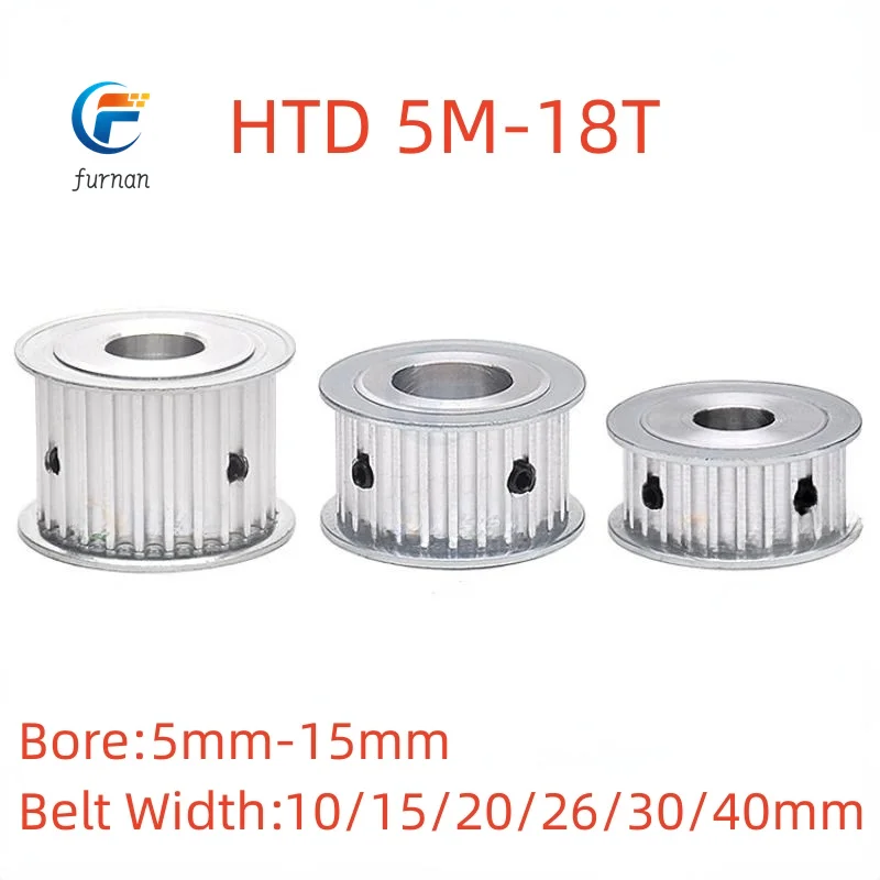 

AF Type 18 Teeth HTD 5M Timing Pulley Bore 5mm-15mm for 10/15/20/16/30/40mm Width Belt Used In Linear Pulley 5GT