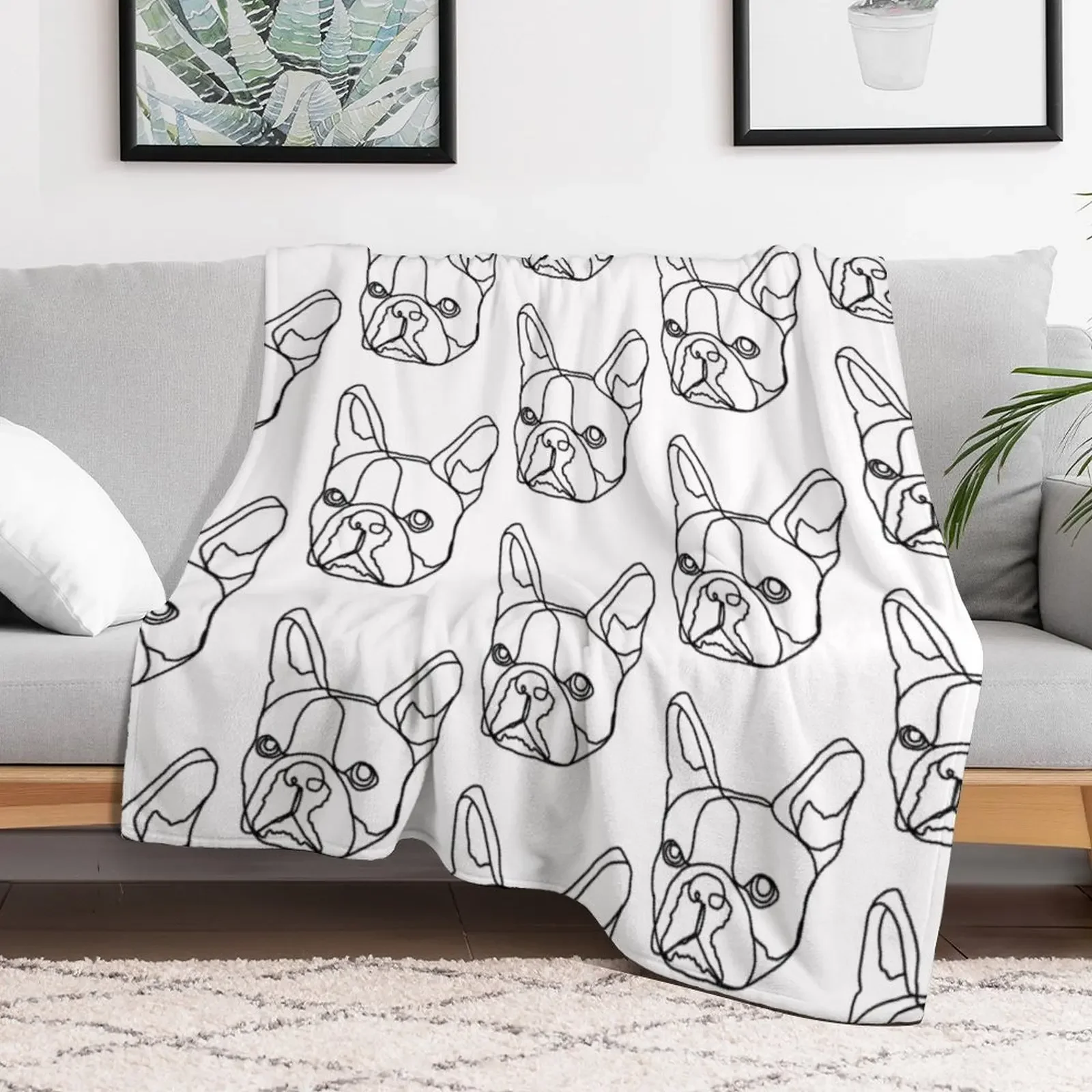 Minimalistic Boston Terrier Throw Blanket Stylish Decor Blanket Gift for Friends Roommate