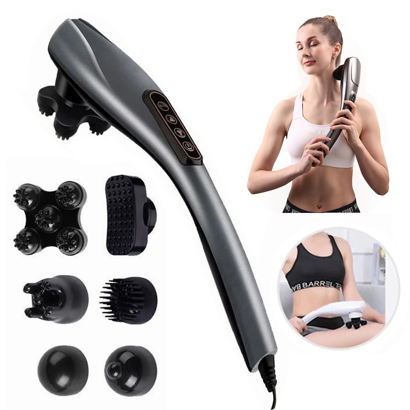 NEW Electric Handheld Dolphin Massage Stick Shoulder Neck Tapping Cervical Spine Waist Legs Whole Body Meridian Relaxation