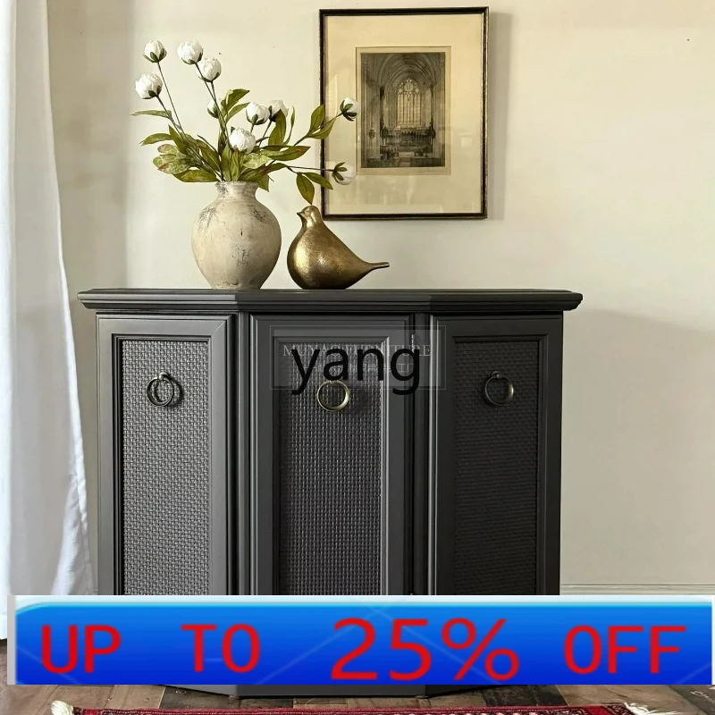 

LTT solid wood entrance multi-functional storage rattan tea cabinet foyer