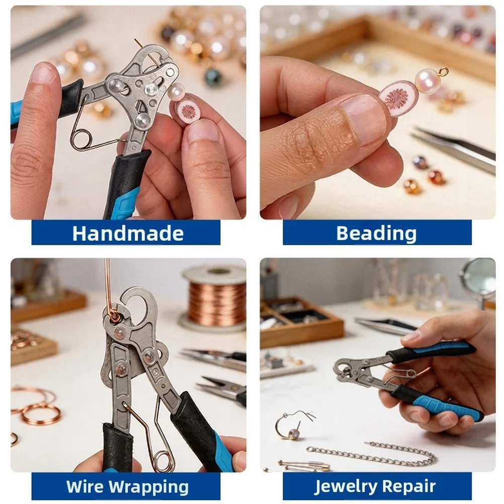 High Carbon Steel Wire Rolling Pliers For Jewelry Making With 2.25mm Round Nose Bending Ring Repair Tool Spring Loaded Design