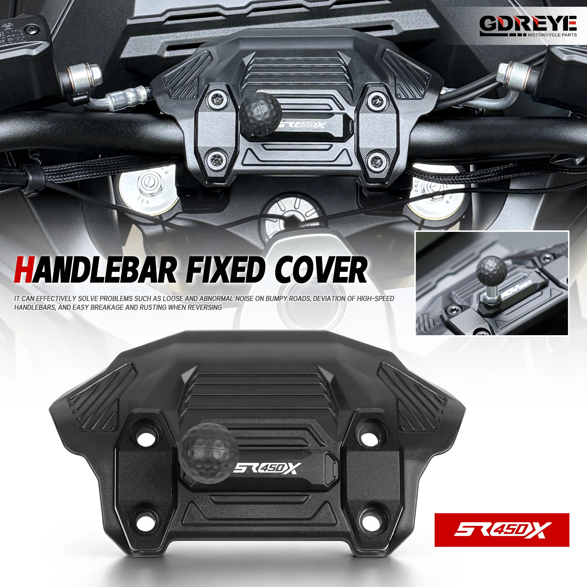 For VOGE SR450 X SR 450X Motorcycle SR450X CNC Aluminum Handle Riser Cap With Ball Head Bracket Handlebar Decorative Cover