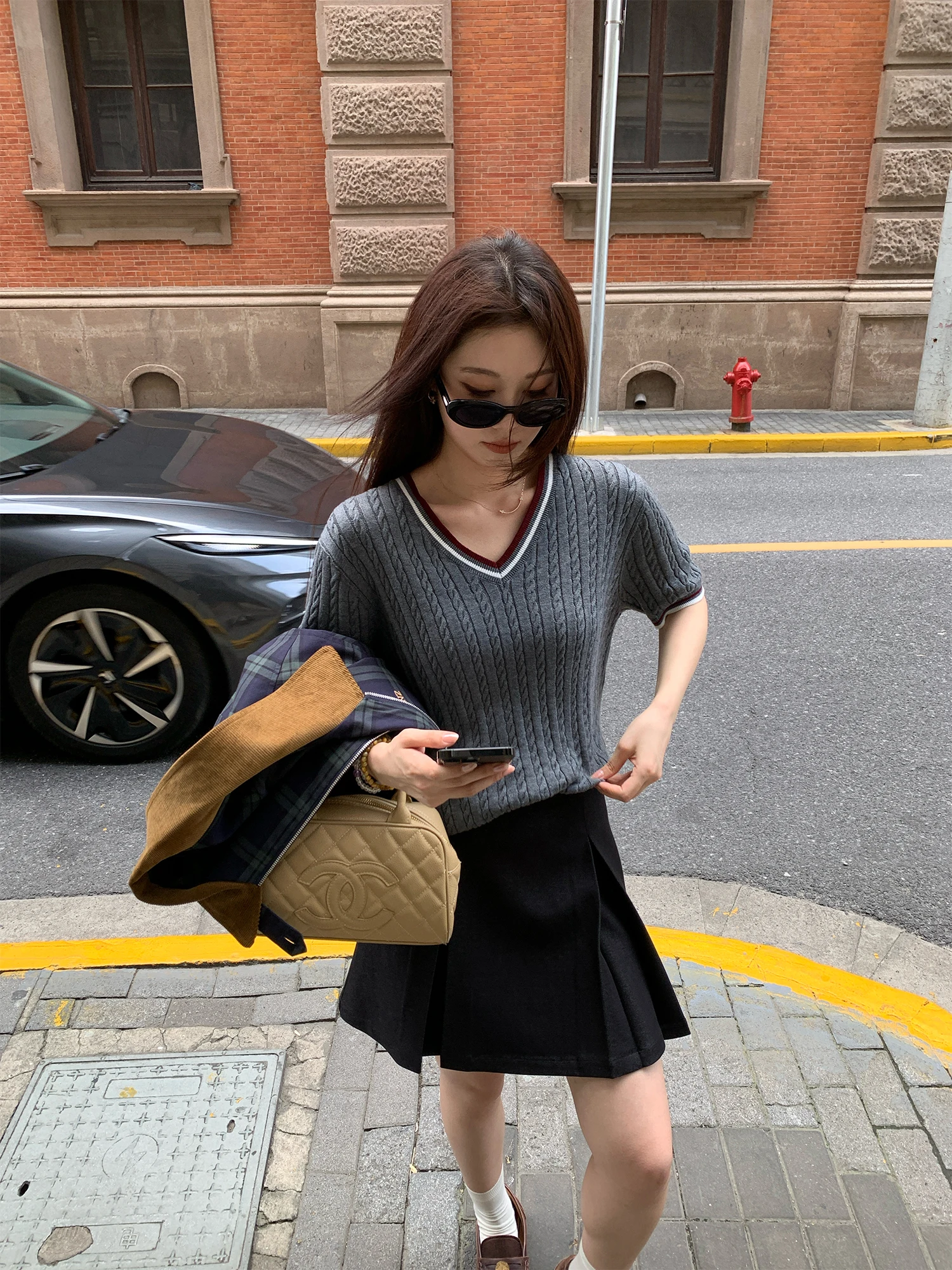 

Вязаный свитер NAZ большого размера, весенний, шерстяной, с узором косы, винтажный, контрастных цветов, с V-образным вырезом, элегантный топ для женщин больших размеров