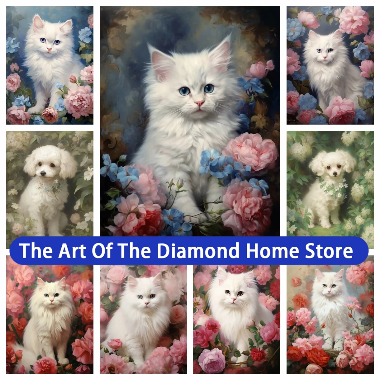 Flowers Cats And Dogs 5D DIY AB Drills Diamond Painting Art Embroidery Cross Stitch Mosaic Children's Gifts Home Decor 2023 New