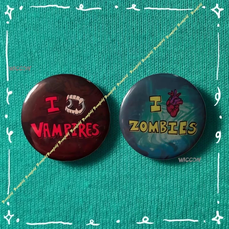 Heart Vampires&Zombies Badges Button Pins Horror Cosplay Accessories Gothic Backpack Brooch Halloween Party for Fans Gifts