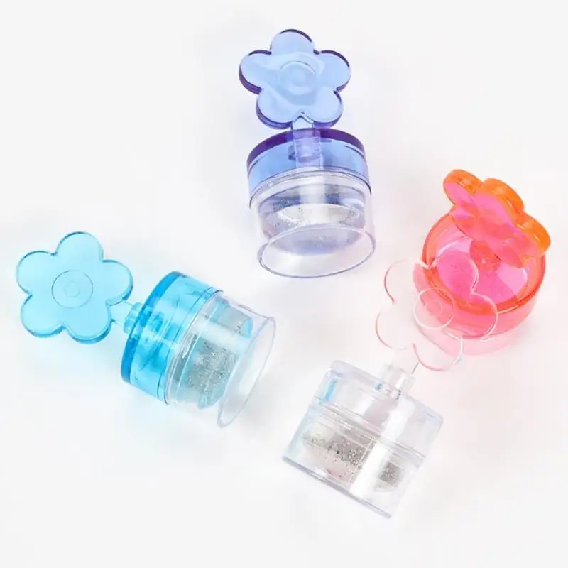 1 Set Flower Shape Nail Stamper Clear Silicone Head Manicure Scraper Transfer Templates Printing Kits Nail Art Stamping Plates