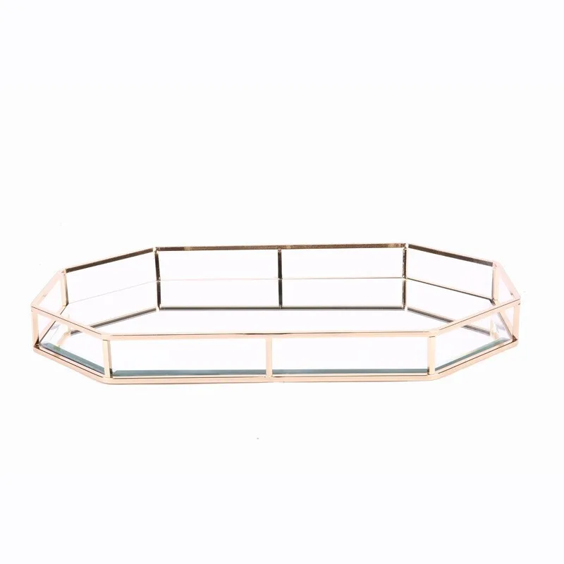 

Retro style tea set, cosmetics storage box tray, glass desktop storage, dresser, skin care products, jewelry storage tra