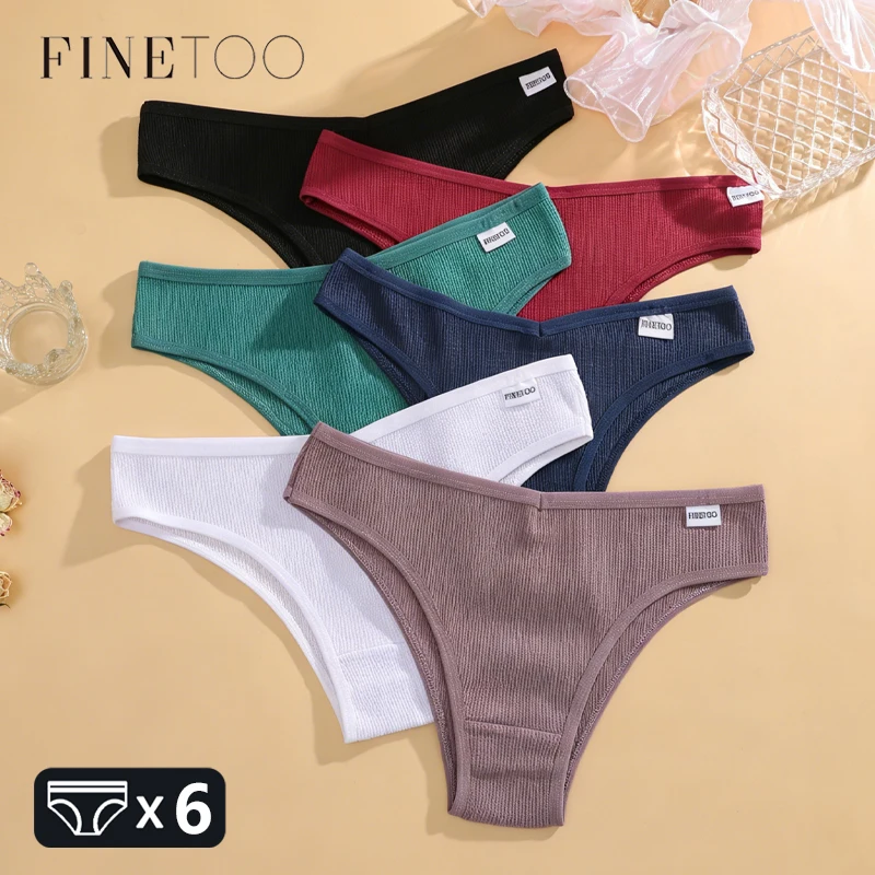 FINETOO 6 Stück Baumwoll-Brasilianer-Slips im Waffel-Stil, atmungsaktive Unterwäsche für Damen, niedrige Taille, bequeme Stretch-Slips, Dessous