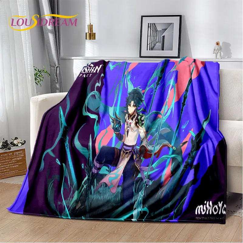 만화 원신 임팩트 게임 게이머 소프트 플러시 담요, 플란넬 담요 거실 침실 침대 소파 피크닉 커버