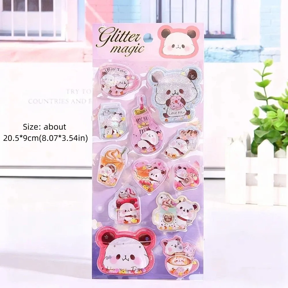 Cartoon 3D Shaker Stickers Colorful Pattern Kawaii Theme Liquid-Filled Decals 6-Style Water Injection 3D Stickers