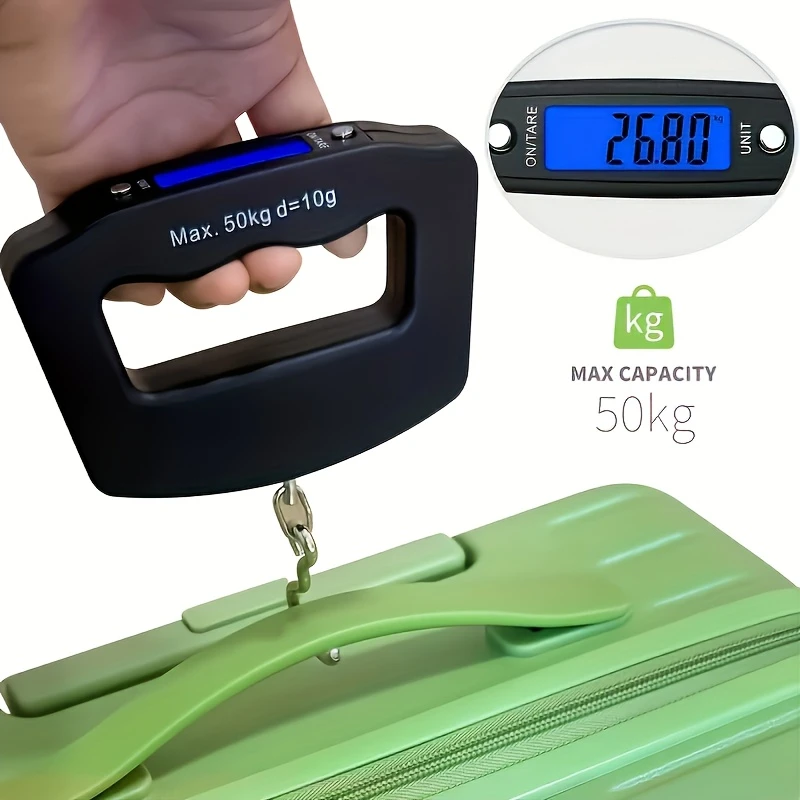 50kg Digital Fishing Scale Hanging Hook Pocket Kitchen Weight Balance Luggage Weighing Scale with Backlight Kitchen Scale
