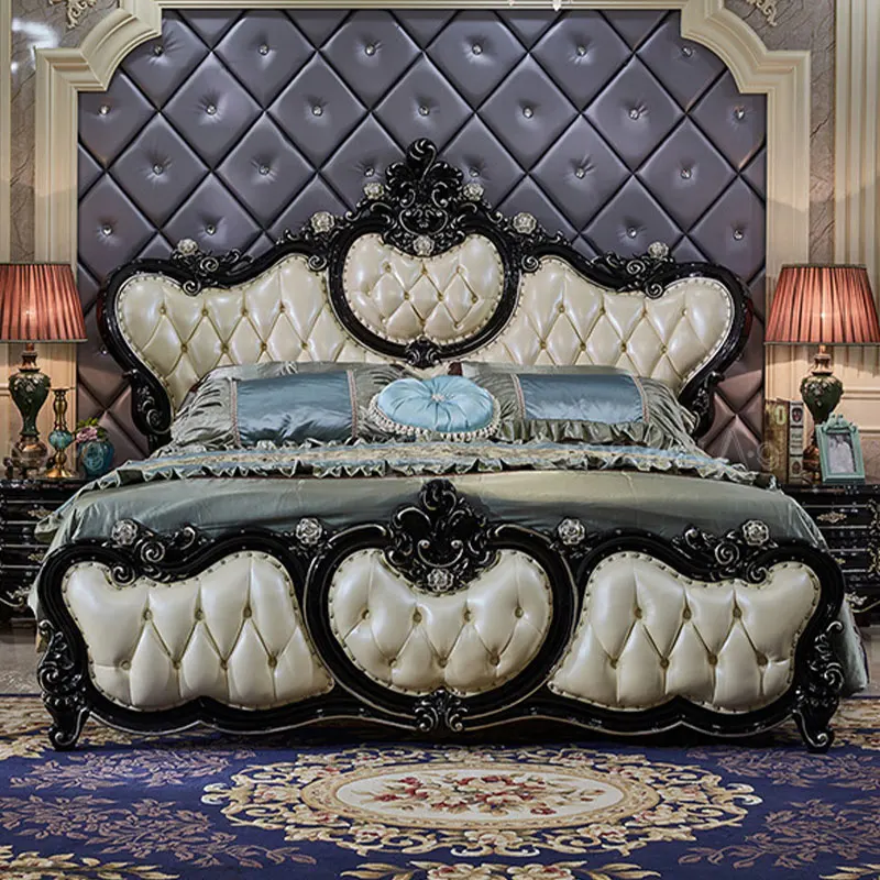 For Hot Selling Royal European Solid Wood Frame Bed Antique French Royal Bedroom Furniture Luxury  Bedding Set