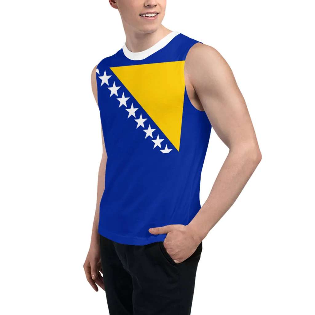 Sleeveless T-shirt Bosnia and Herzegovina Flag 3D Men's Boys Tshirt Gyms Tank Tops Fitness Joggers Basketball Training Vest