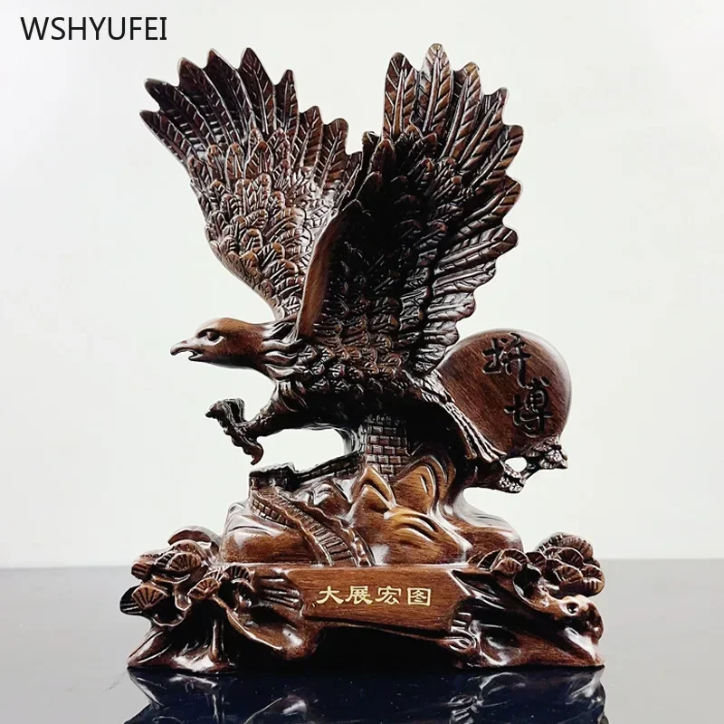 Resin Eagle Ornament Imitation Wood Carving Crafts Gifts for further education and promotion Desktop decoration home decoration