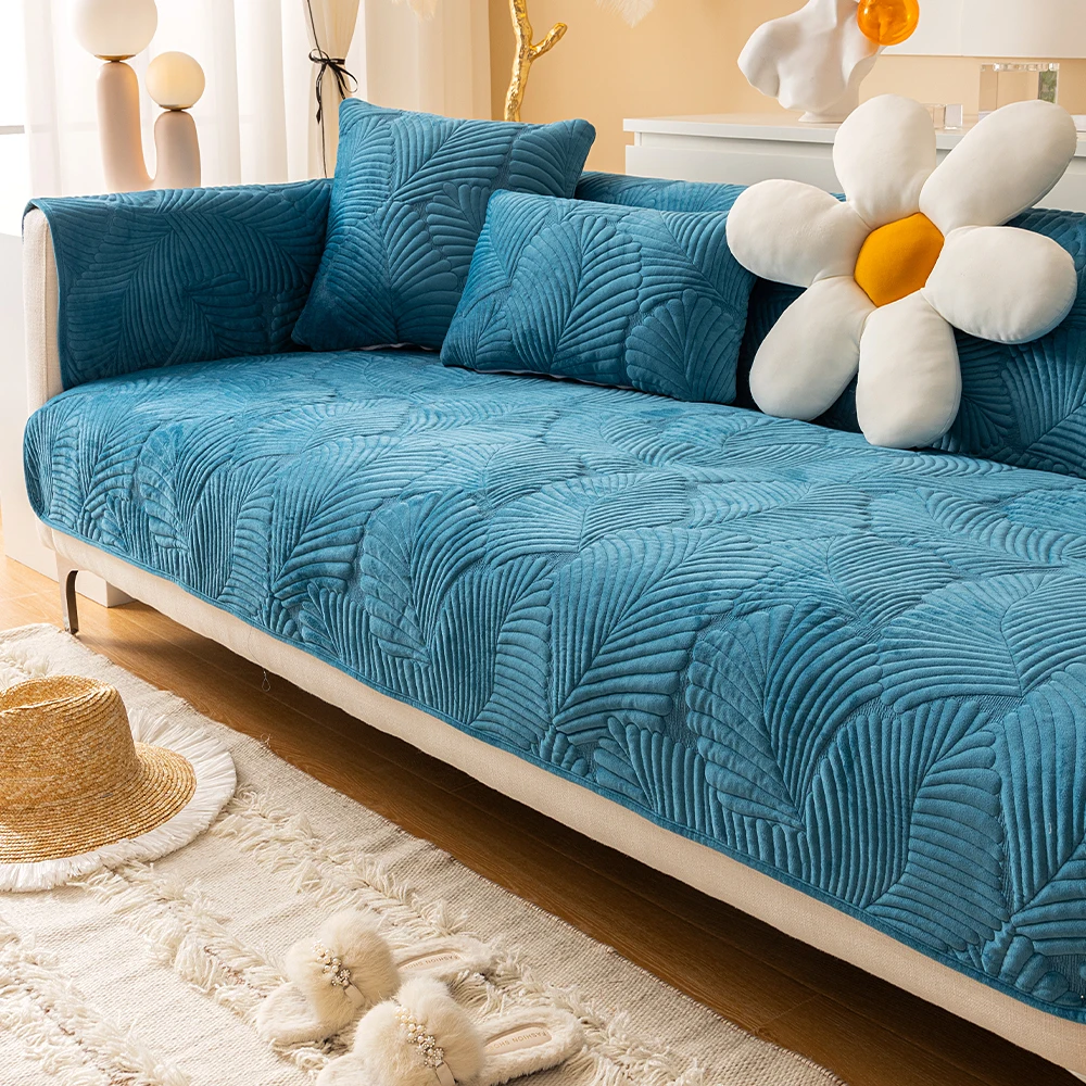 Factory Wholesale Custom Banana Leaf Pattern Jacquard Elastic Fabric Sofa Slipcover Non-Slip Pet-Friendly Cover for Living Room