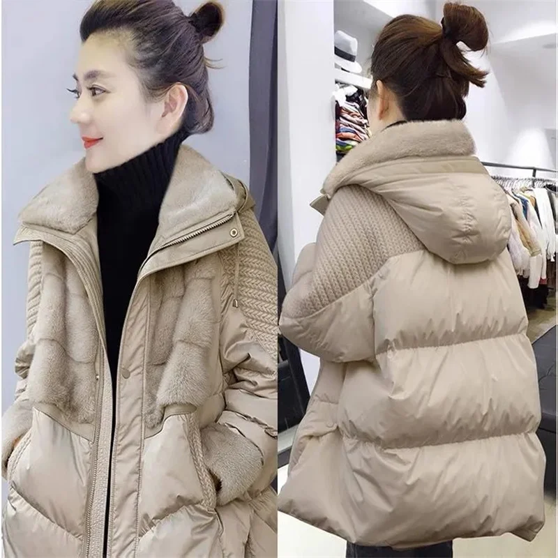 Splicing Down Cotton Jacket High-end Fashion Western-style Small Stature Winter 2022 New Cotton Jacket Jacket For Women