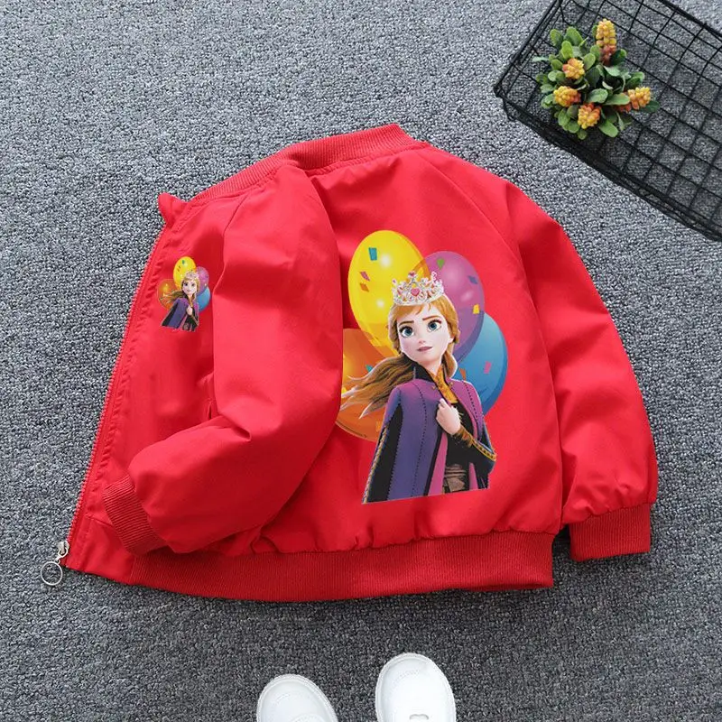 2022 New Spring Girls Jackets Cartoon Anna Elsa Cardigan Zipper Windbreaker For Kids Clothes Teenager Children Outerwear Coats