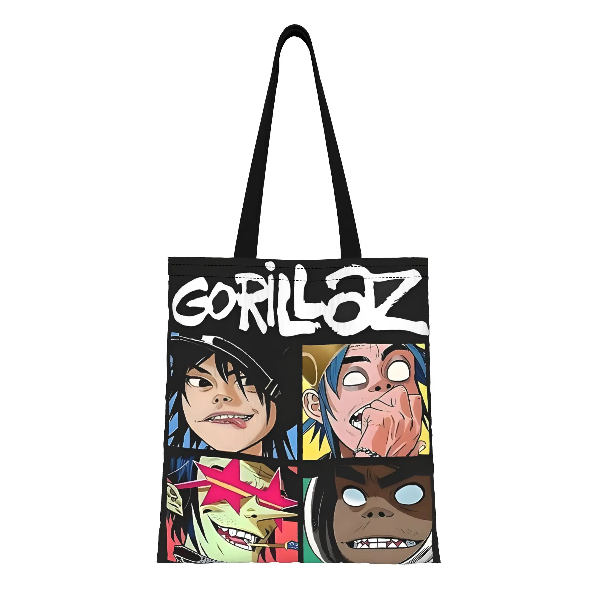 1PC Large Capacity Virtual Band G-Gorillaz Rock Band Canvas Tote Bag Foldable Chic Pattern No Closed Design