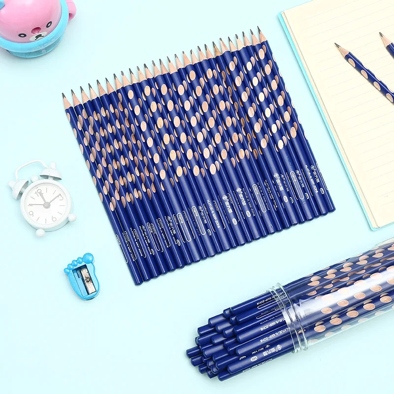 10Pcs Perforated Hb Pencils with Triangular Barrel to Correct Grip Posture for Children and Elementary School Students, Writing Pens, Learning Stationery, Party Gift Exchange