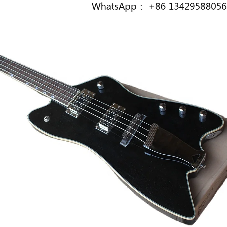 Flyoung Black Unusual shape Electric Bass 4 Strings Electric Bass Guitar Rosewood Fretboard Bass