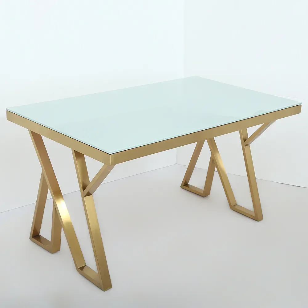 High Quality Luxury Stainless Steel Rectangle Dining Table Tempered Glass Marble Wedding Table for Home Hotel Restaurant