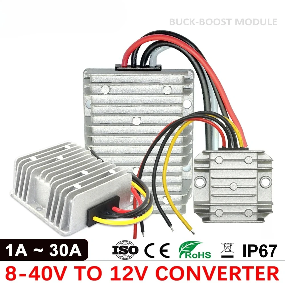8-40Vto12VDC Converter Regulator for Cars Solar Power Supply utomatic Buck-Boost
