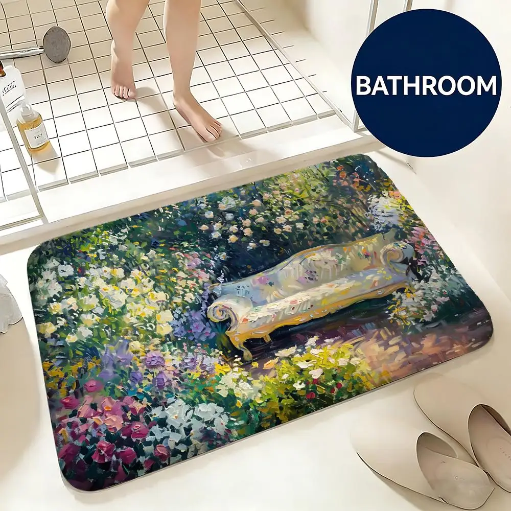 Soft Flannel Floor Mat Artist Claude Monet Floor Mat Non-Slip Absorbent Doormat Bathroom Bedroom Home Decor Rug
