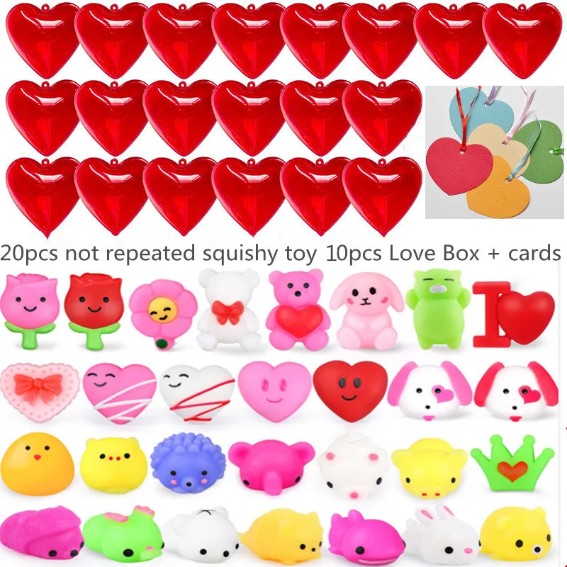 Valentines Day for Mini Mochi Squishy Toys Party Favors Gifts Heart Rose Bear Dog Stress Relief Squeeze Toys