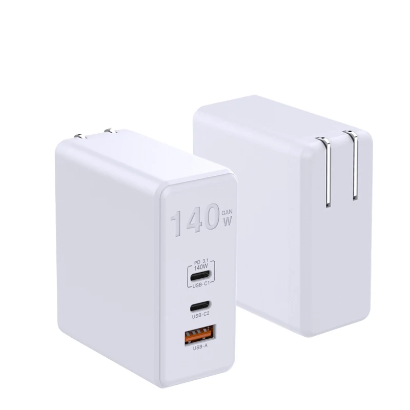 US/EU/UK Plug High Power Rapid Charger PD3.1 140W Rapid Charger Triple Port 2C+1A PPS Flash Gallium Nitride Charger Two Colours