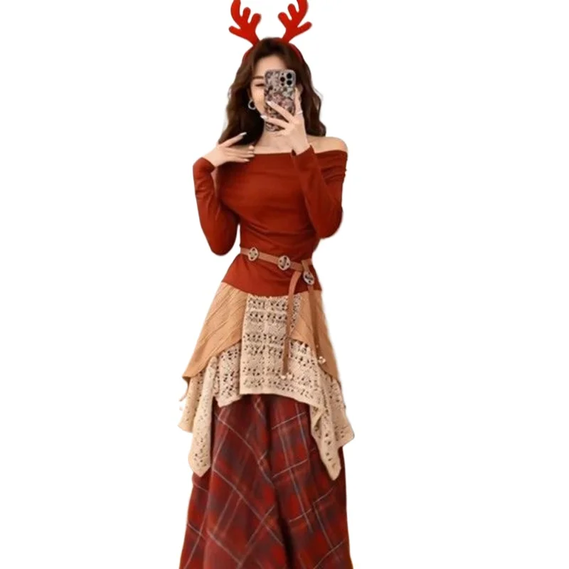 

Travel Outfit Suits Fashion Suits New Halterneck Tops, Skirts, Fashionable Temperament Commuting Women's Clothing in Spring 2026