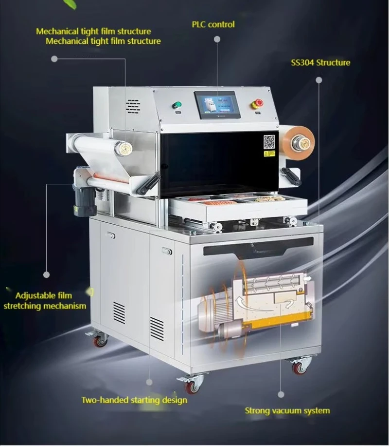 Custom Fast Food Square Tray Sealing Machine Gas Nitrogen Flushing Packaging Machine for Plastic Containers Commercial Sealer