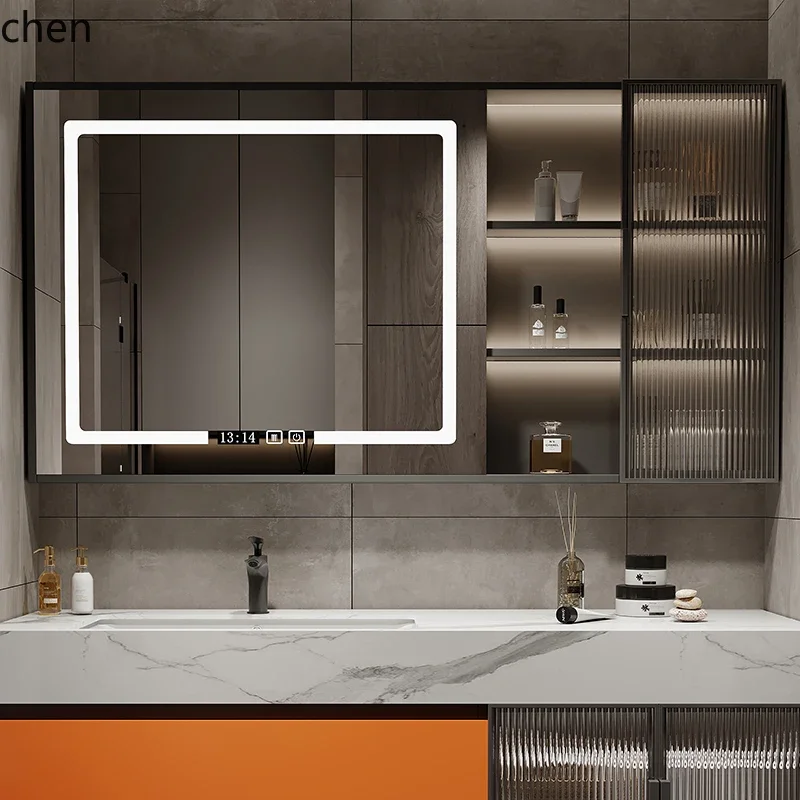 O9.7-  Smart Bathroom Mirror Cabinet Anti-Fog Wall-Mounted Feng Shui Bathroom Vanity Mirror Cabinet