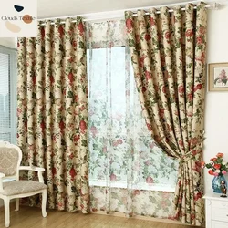 Cortinas opacas de estilo europeo para sala de estar, comedor, dormitorio, estampado de flores pastorales, puerta de cocina, ventana, cortina personalizada
