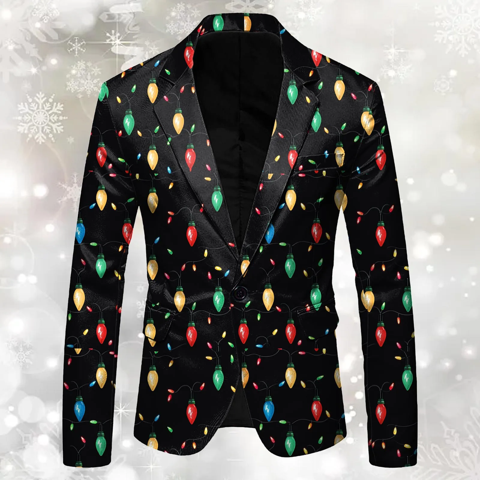 Men Christmas Jackets Long Sleeve Jacket Stylish Formal Fun Xmas Printed Coat New Year Popular Party Handsome Overcoat For Mens