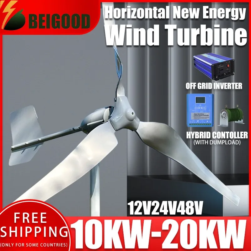 

Free Energy Efficiency 10KW15KW Horizontal Axis Wind Turbine Generator Home use New Energy Windmill 12v 24v 48v Grid System