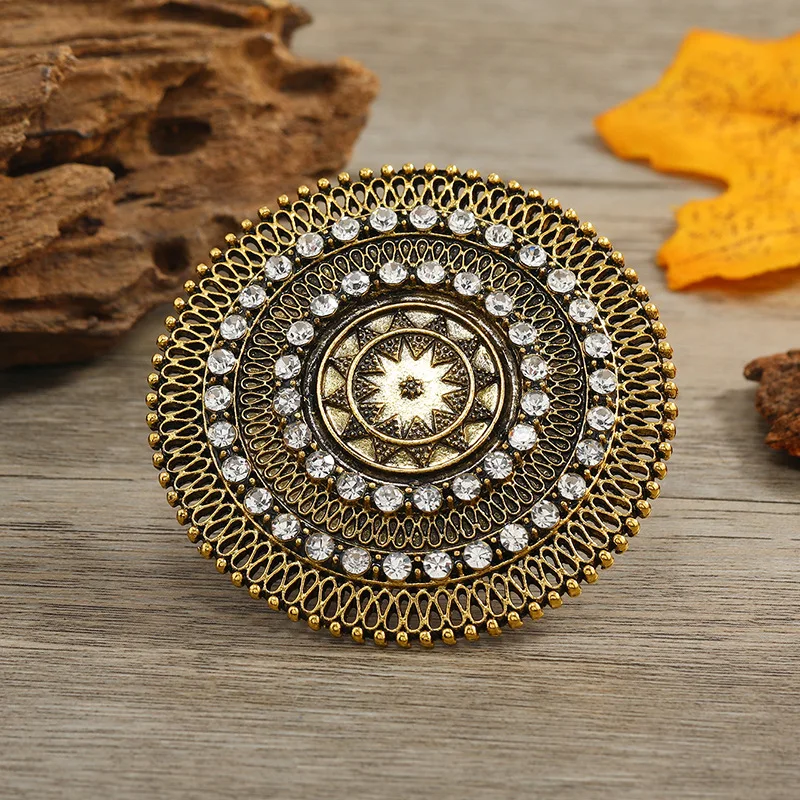Vintage Beautiful Big Round Women Midi Finger Rings for Women Boho Funky Crystal Statement Rings Ethnic Anel Party Jewelry Gift
