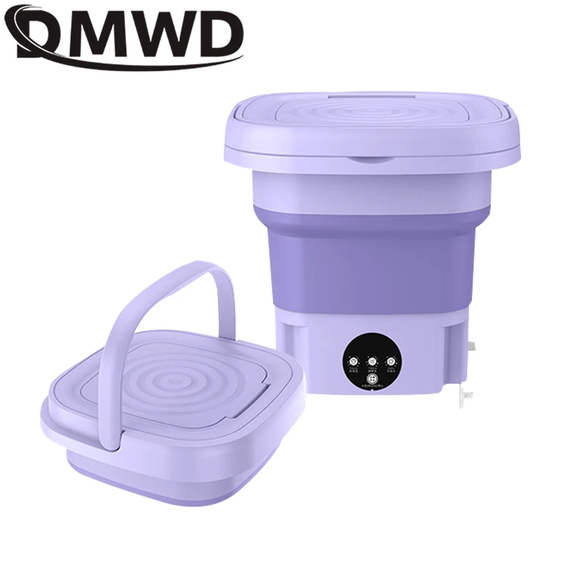 12V เครื่องซักผ้าแบบพกพา 8L เครื่องซักผ้าพับ Spin Dryer ชุดชั้นในถุงเท้าเครื่องซักผ้า Travel เครื่องมือทําความสะอาด EU