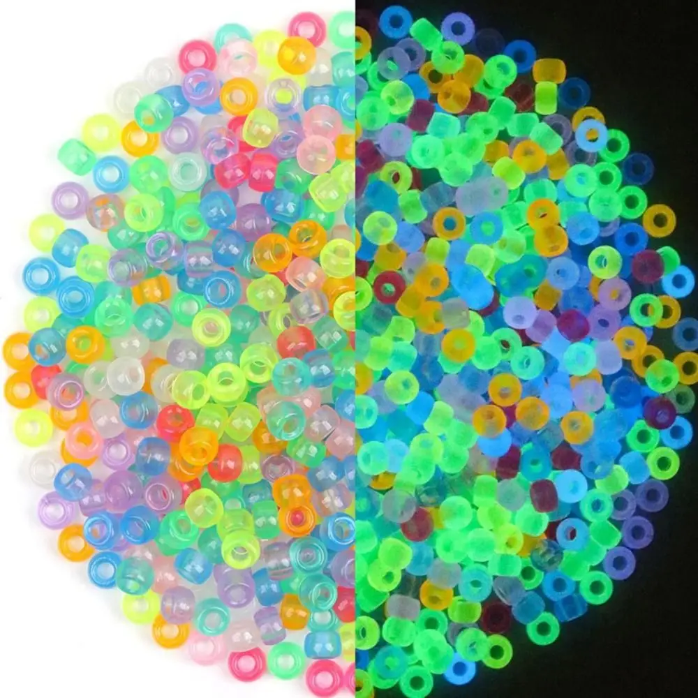 1000Pcs 6x9mm Dreadlock Hair Beads Halloween Christmas Theme Luminous Bead Stringing Materials Large Hole Multi-Colored