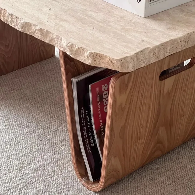 mesa retangular de mármore travertino para sala de estar