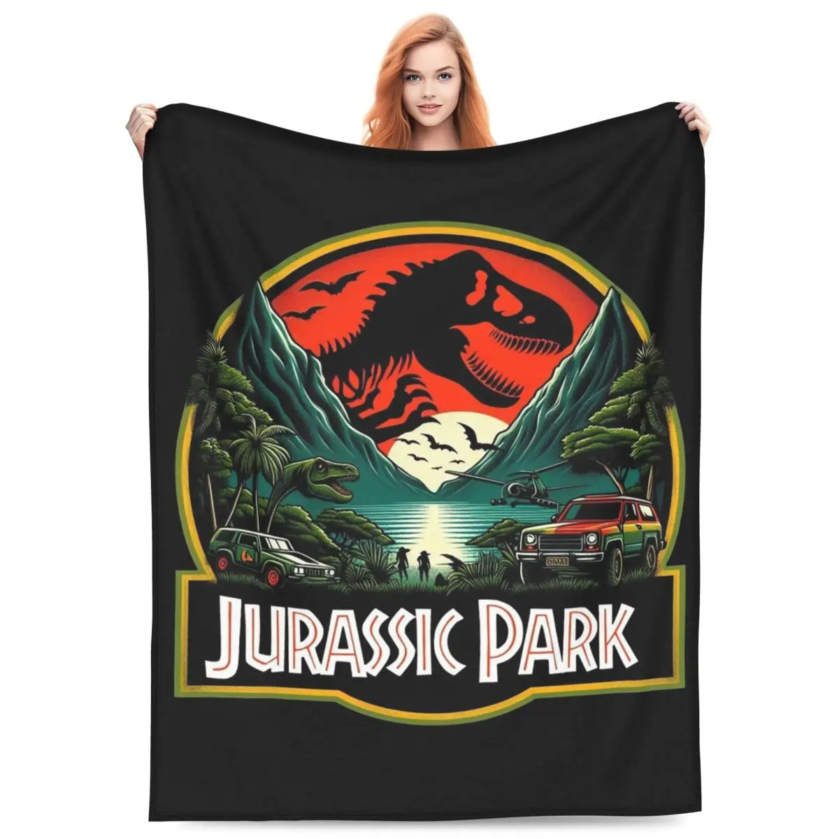 Manta de Franela con Logo de Jurassic World, Diseño de Dinosaurios, Súper Suave para Sofá, Cama, Exterior, Cubrecama