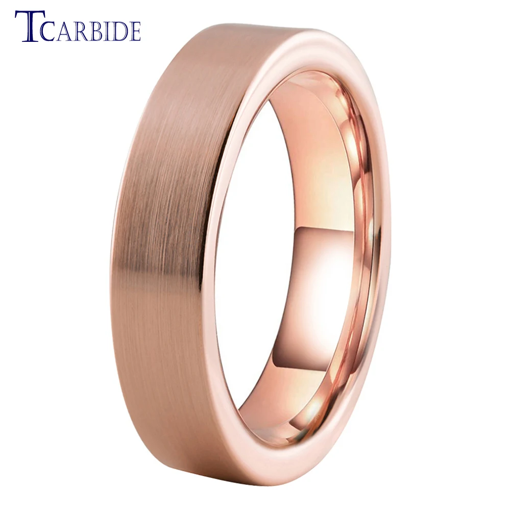 4MM6MM8MM Rose Wedding Band Men Women Classic Tungsten Carbide Ring Pipe Cut Brushed Finish Dailylife Gift Jewelry Comfort Fit