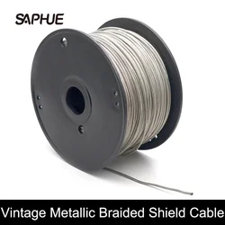 Metallic Shield Cable Cloth-covered Waxed, 1 Core Braided Shield, Vintage-style Pushback Guitar Wire, 2 Meter