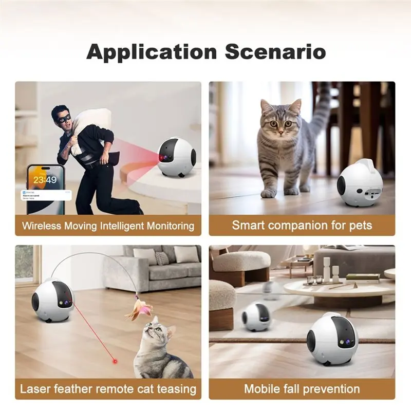 B50B-APP-Control Mobile Intelligent Robot Camera 4MP Battery-Operated Wireless Pet/Elderly/Baby Security Surveillance System
