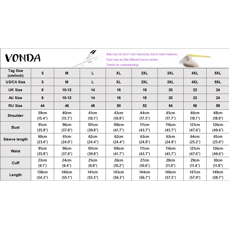 VONDA Plus Größe 5XL Vintage Frauen Maxi Kleid Mode Langarm Druck Böhmischen Vestido Casual Lose Taschen Oversize Party Robe