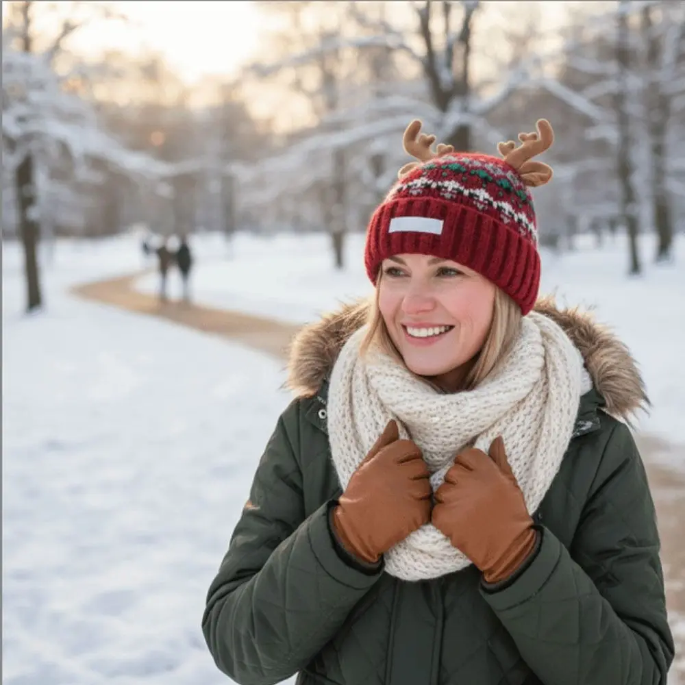 

Новая вязаная шапка с оленем, ветрозащитная теплая вязаная шапка с рогами оленя, эластичная защита ушей, праздничная рождественская шапка с рогами, зимняя