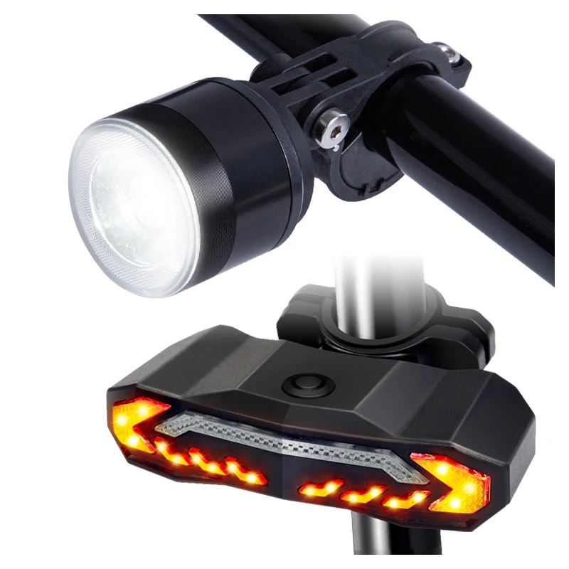 Long Standby LED Bicycle Lights Set with Remote Waterproof USB Rechargeable Turn Signal Bike Front Tail Light Alarm