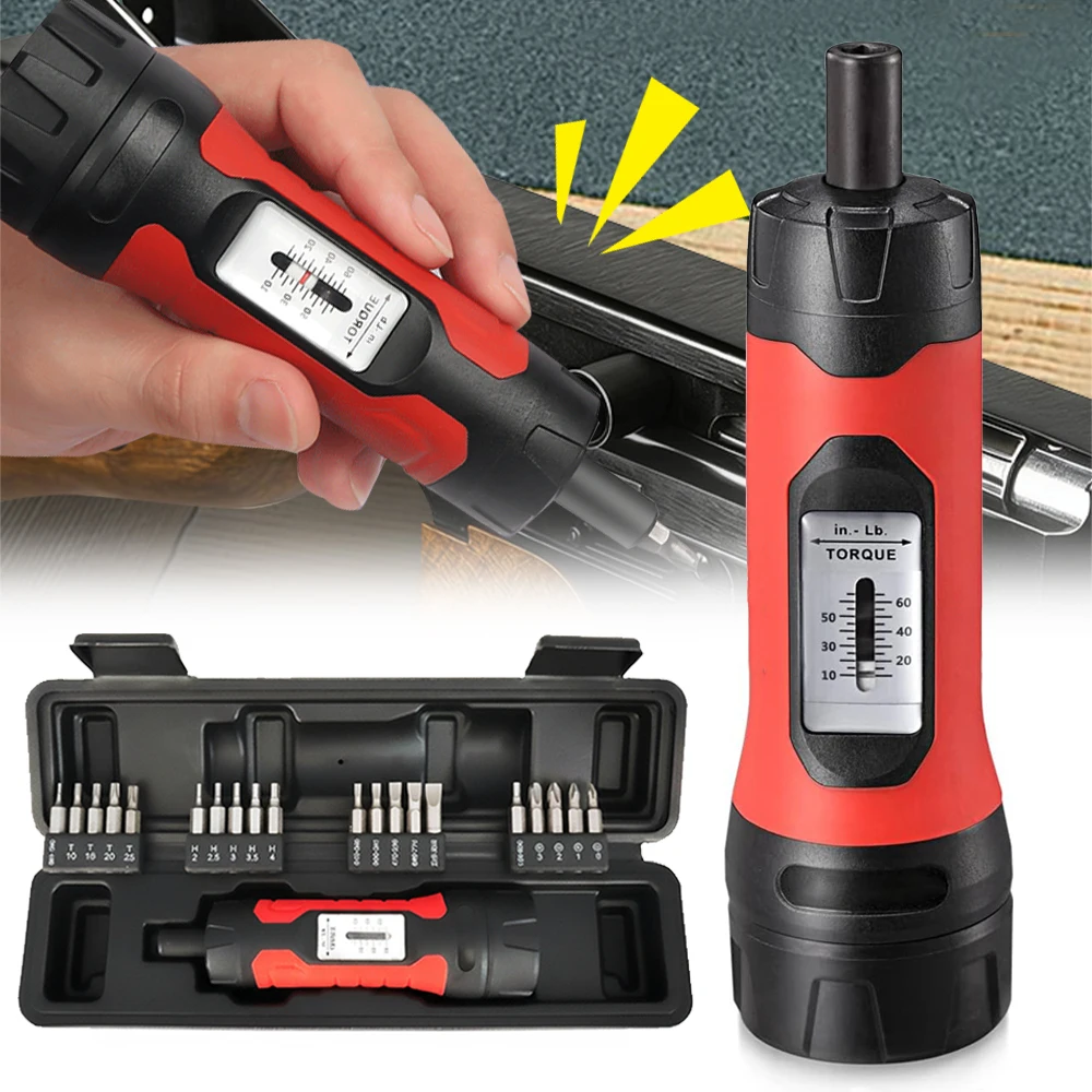 Preset Torque Screwdriver Set Non-Slip Rifle Pistol Gun Repair Tool Drive Wrench 10-65In.lb Manual Torque Hunting Gun Accessary