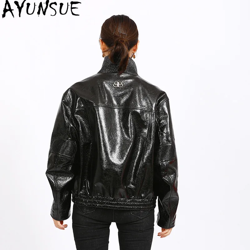 AYUNSUE véritable peau De mouton veste en cuir véritable pour femme 2025 Streetwear femmes vestes coupe ample automne vêtements Jaqueta De Couro